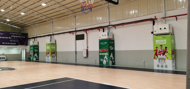 室內(nèi)籃球館降溫空調(diào)安裝蒸發(fā)冷省電空調(diào)-臥式射流機組,，省電降溫效果好