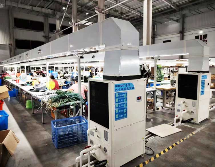 制衣廠制冷降溫，安裝星科蒸發冷省電空調-立式管道機