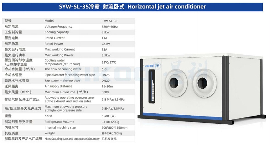 蒸發冷省電空調SYW-SL-30/35（臥式射流空調）